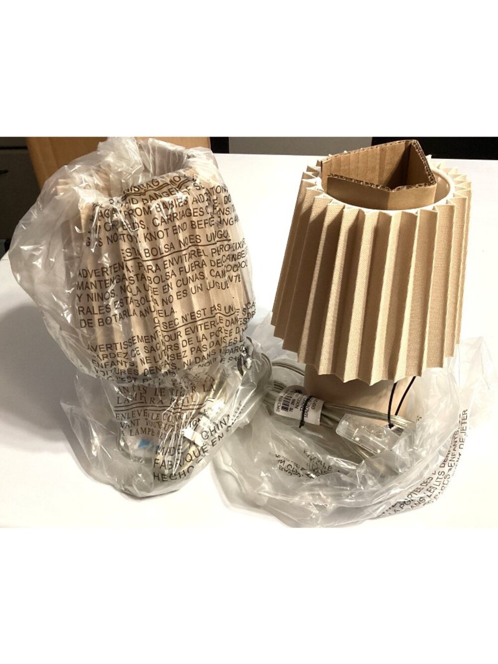 Room Essentials Beige Table Lamp Set of Two Pleated Shades New Open Box Lighting